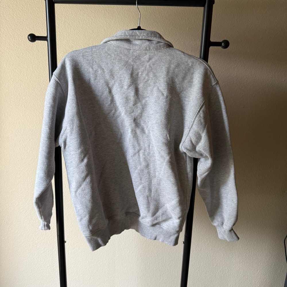 Aritzia TNA sweat fleece boyfriend fit Heather Gray Women's Polo Sweater - Picture 4 of 4